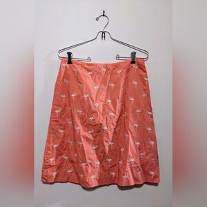 Talbots Coral Embroidered Flamingo Print A-line Mini Skirt sz 6